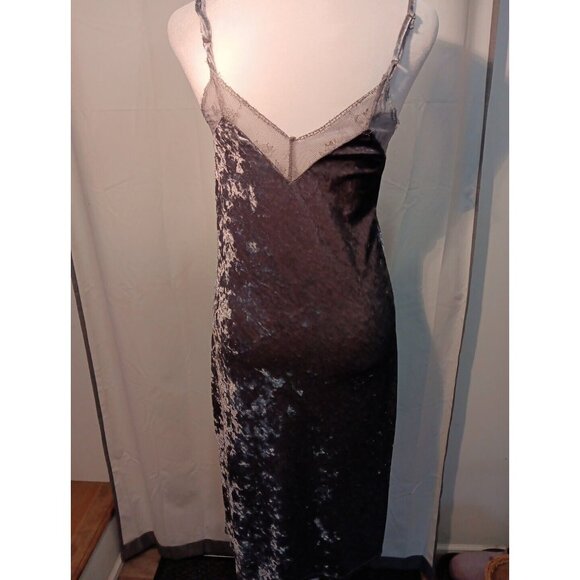 Mossimo Crushed Velvet Slip‎ Dress Lace Trim Midi Adjustable 90s Style XS - Picture 5 of 9
